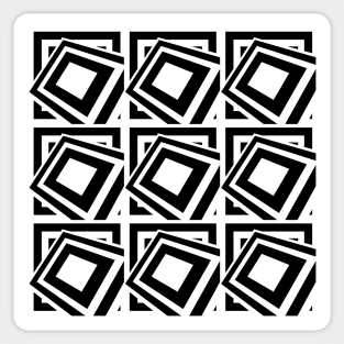 1960's Mod Squares in Black and White - Retro Abstract Sticker